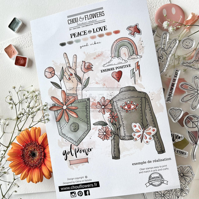 CLEAR STAMP SET - GOOD VIBES -LOV122- CHOU &amp; FLOWERS
