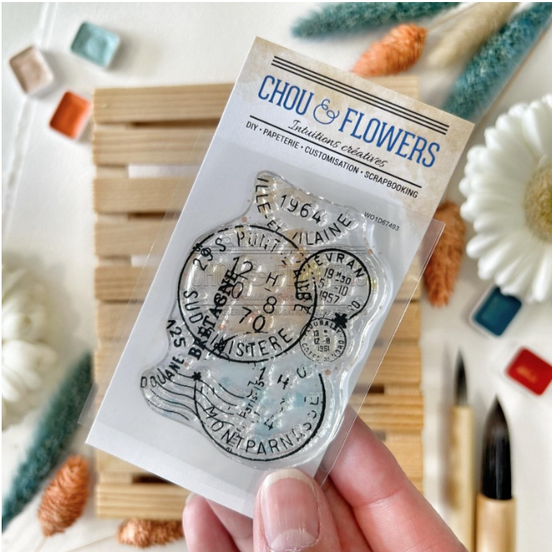 STAMP - FOND TIMBRE -BRE111- CHOU &amp; FLOWERS