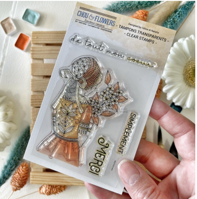 STAMP SET - FILLE HORTENSIA - BRE133- CHOU & FLOWERS