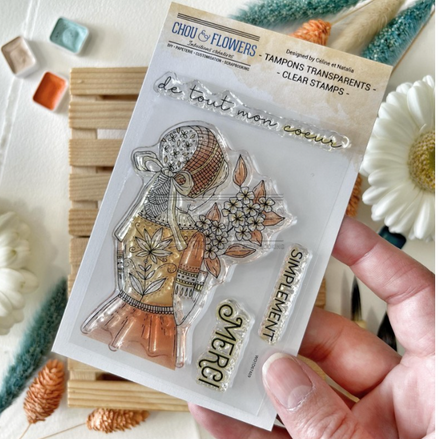 STAMP SET - FILLE HORTENSIA - BRE133- CHOU &amp; FLOWERS