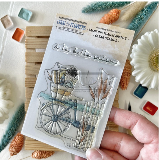 STAMP SET - LA BICYCLETTE - BRE135- CHOU &amp; FLOWERS