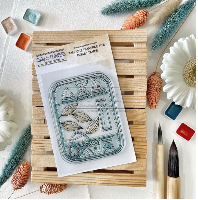 STAMP -BOITE DE SARDINES- BRE138- CHOU & FLOWERS
