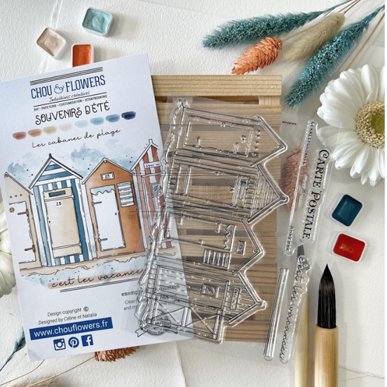 STAMP SET - LES CABANES DE PLAGE - BRE119- CHOU &amp; FLOWERS