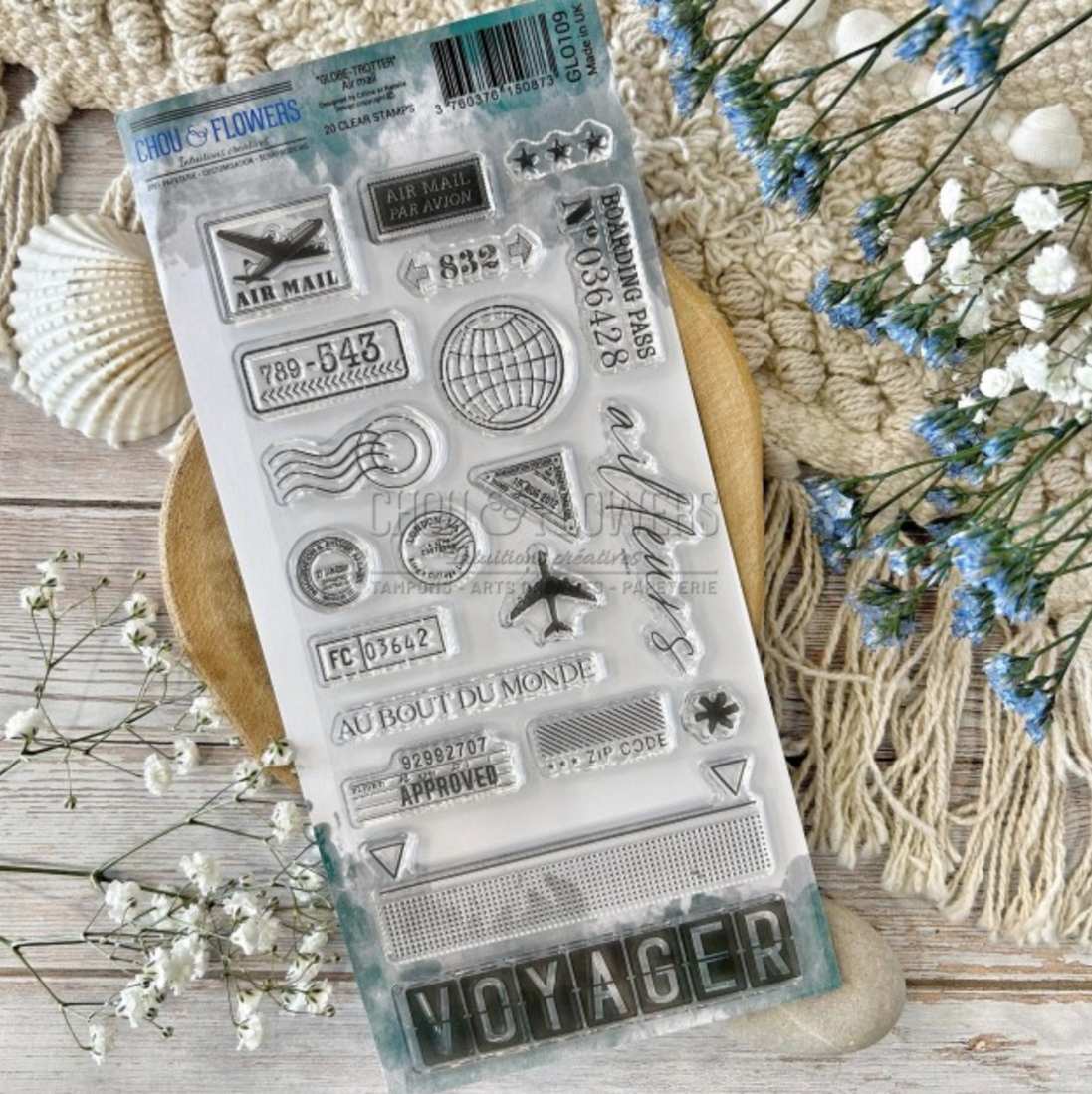 SET TIMBRI CLEAR - AIR MAIL - GLO109 - CHOU & FLOWERS