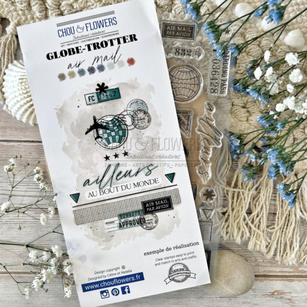 SET TIMBRI CLEAR - AIR MAIL - GLO109 - CHOU & FLOWERS