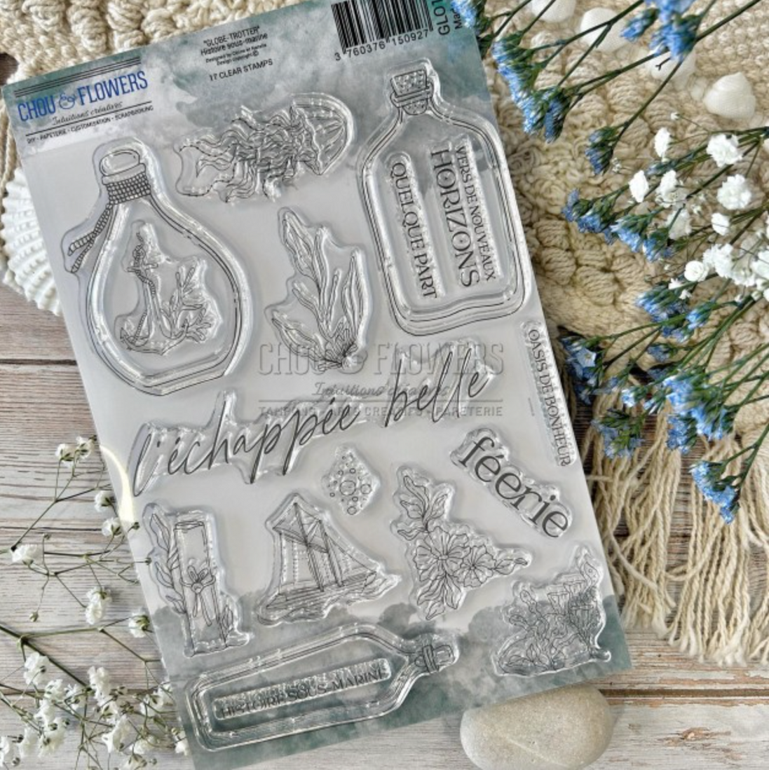 SET TIMBRI CLEAR - HISTOIRE SOUS-MARINE - GLO114 - CHOU & FLOWERS
