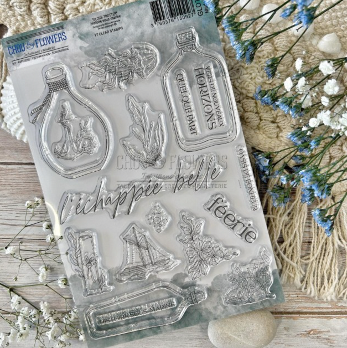 SET TIMBRI CLEAR - HISTOIRE SOUS-MARINE - GLO114 - CHOU & FLOWERS