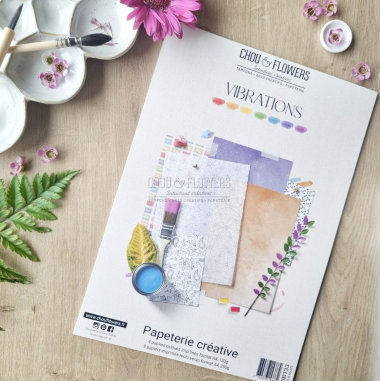 SET CARTE - VIBRATIONS  - VIB133 - CHOU & FLOWERS