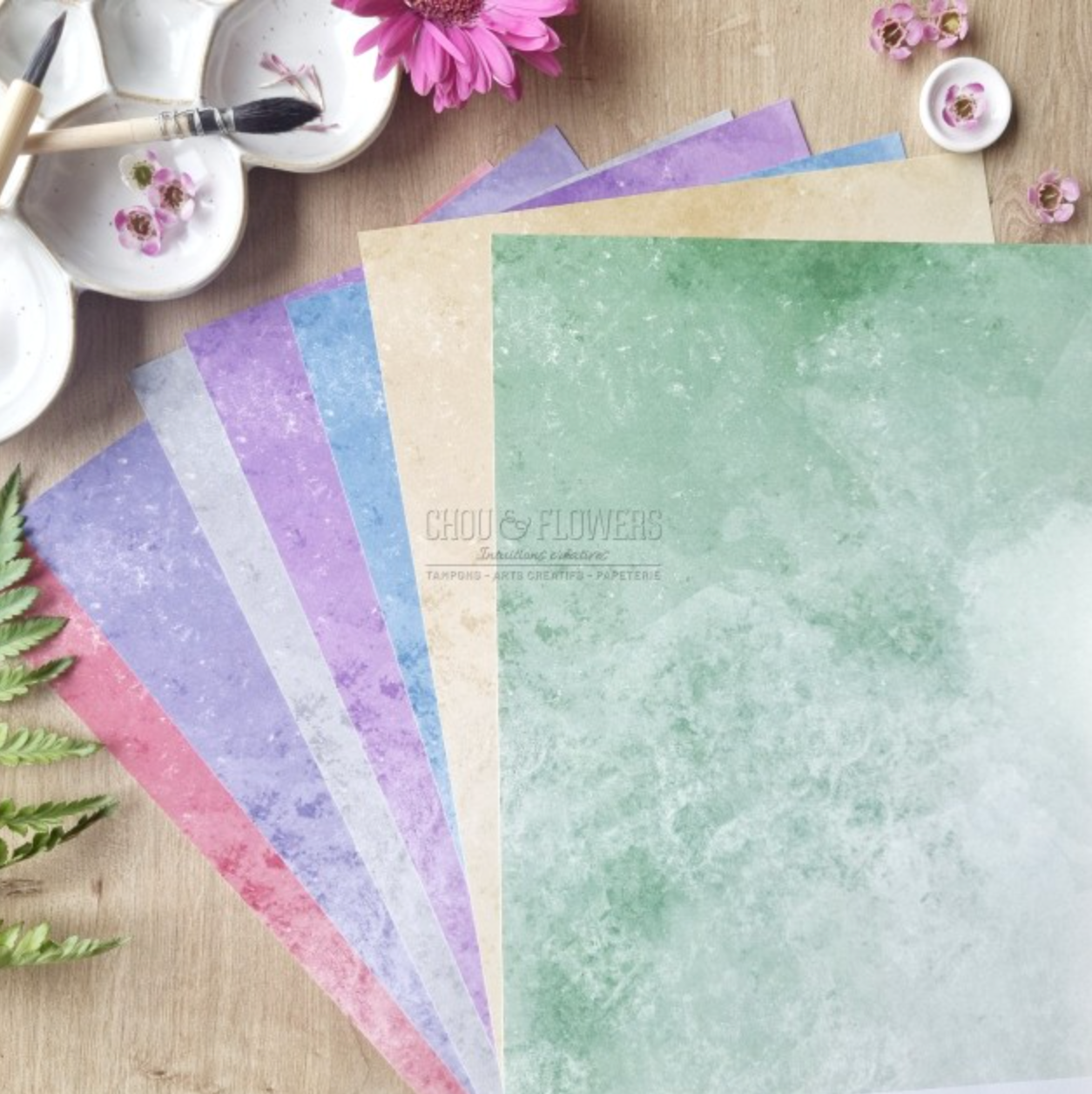 SET CARTE - VIBRATIONS  - VIB133 - CHOU & FLOWERS
