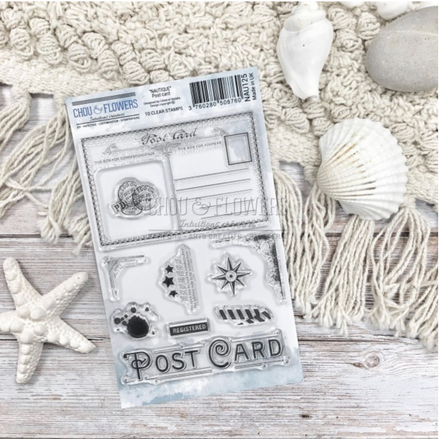 Set TIMBRI CLEAR - POSTCARD - NAU125 - CHOU & FLOWERS