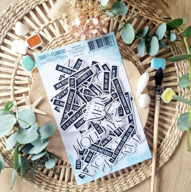 SET DIE-CUTS "JOLIES PHRASES SUD" -SUD125- CHOU & FLOWERS