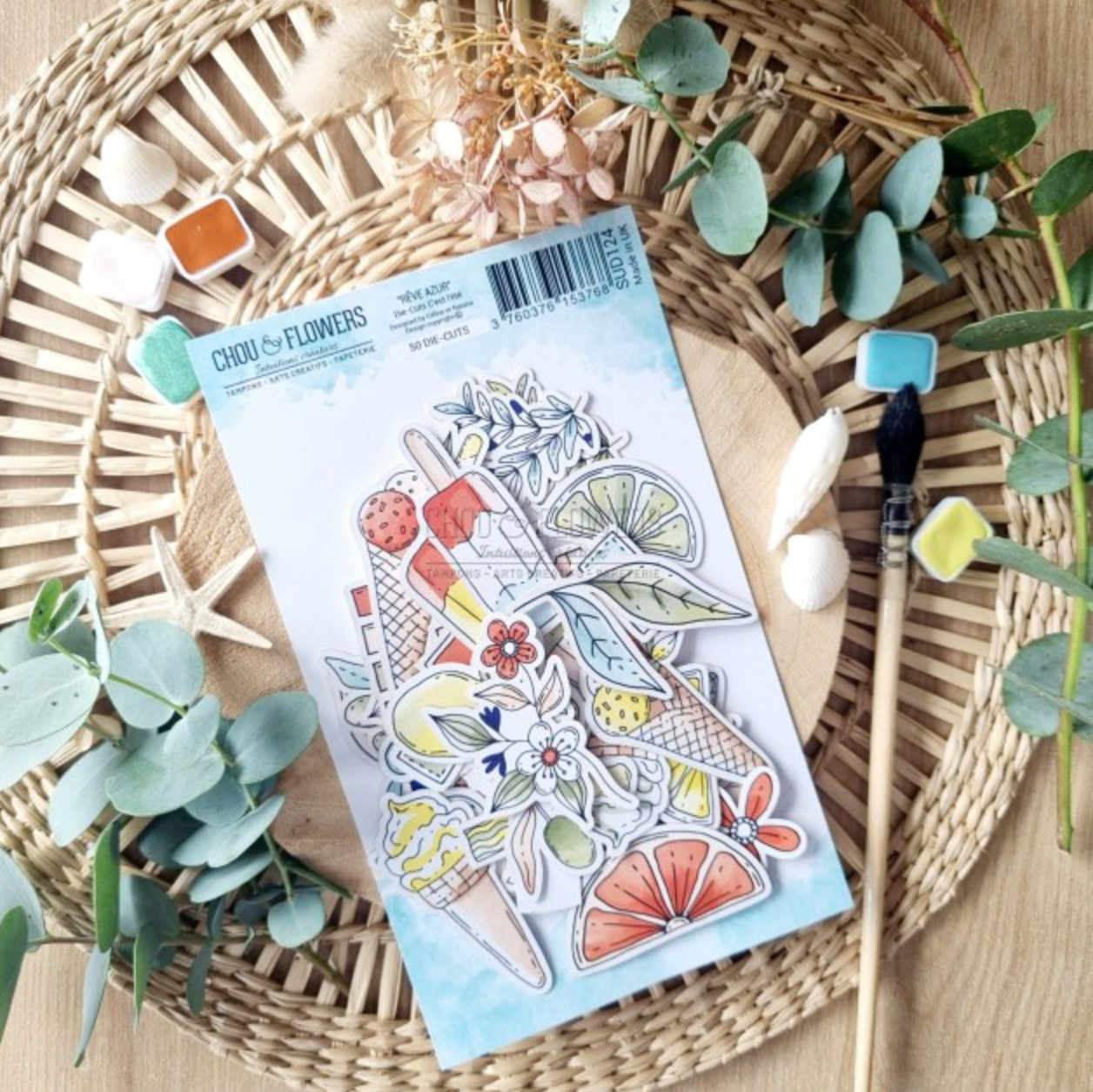 SET DIE-CUTS "C'EST L'ETE" -SUD124- CHOU & FLOWERS
