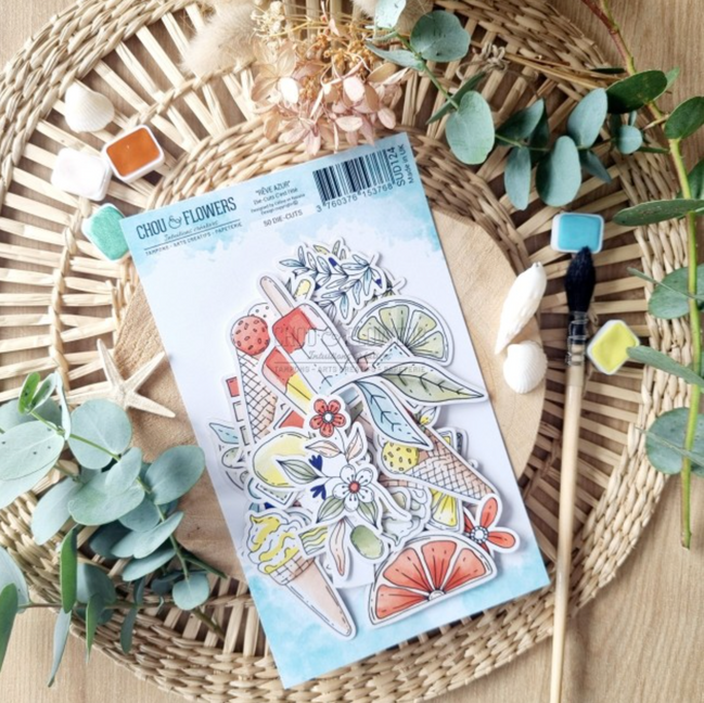 SET DIE-CUTS "C'EST L'ETE" -SUD124- CHOU &amp; FLOWERS
