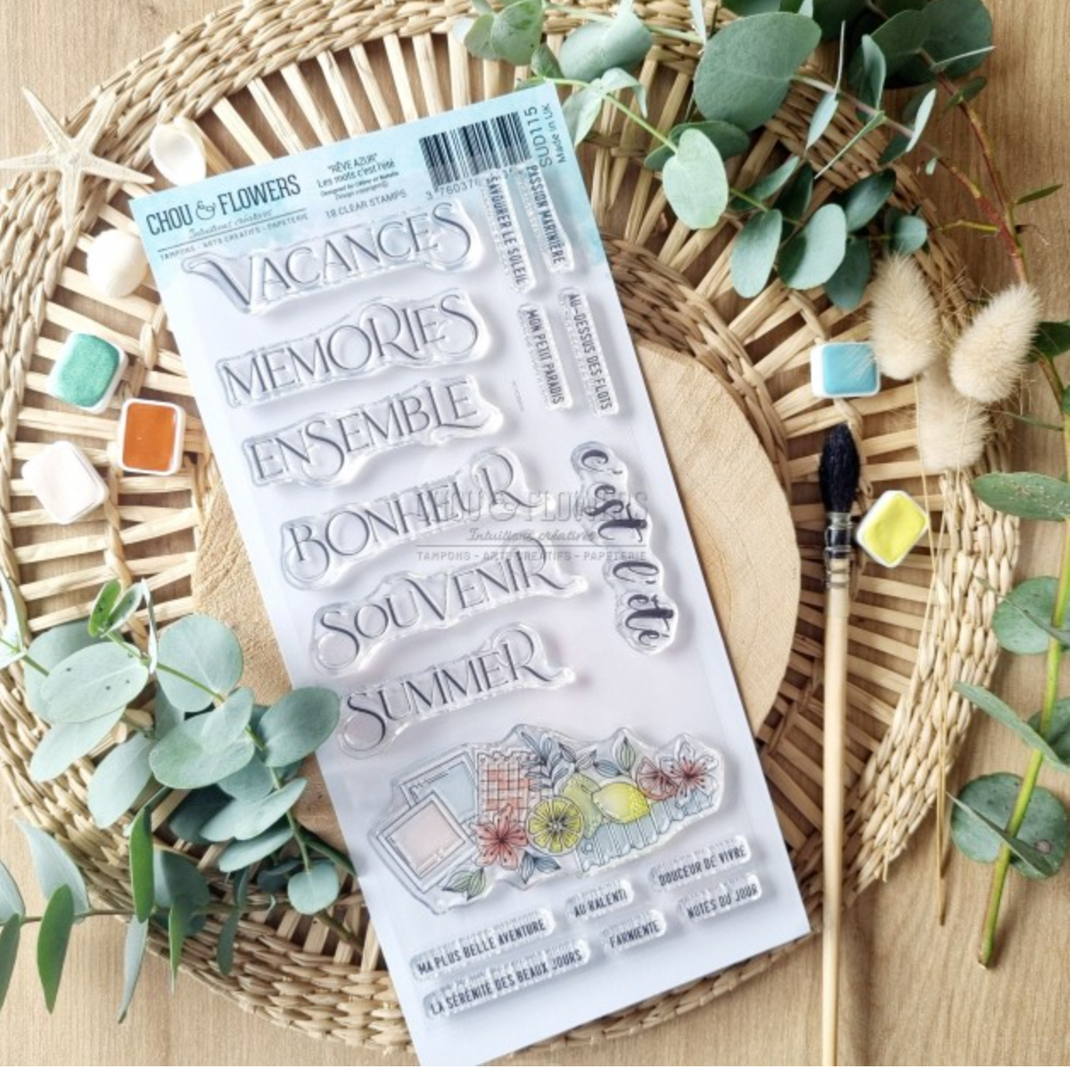 STAMP SET - LES MOTS C'EST L'ETE -SUD115 - CHOU & FLOWERS