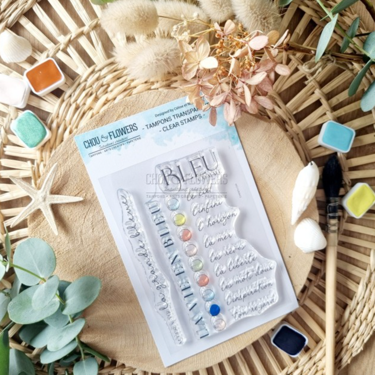 STAMP SET - BLEU COMME- SUD109 - CHOU & FLOWERS