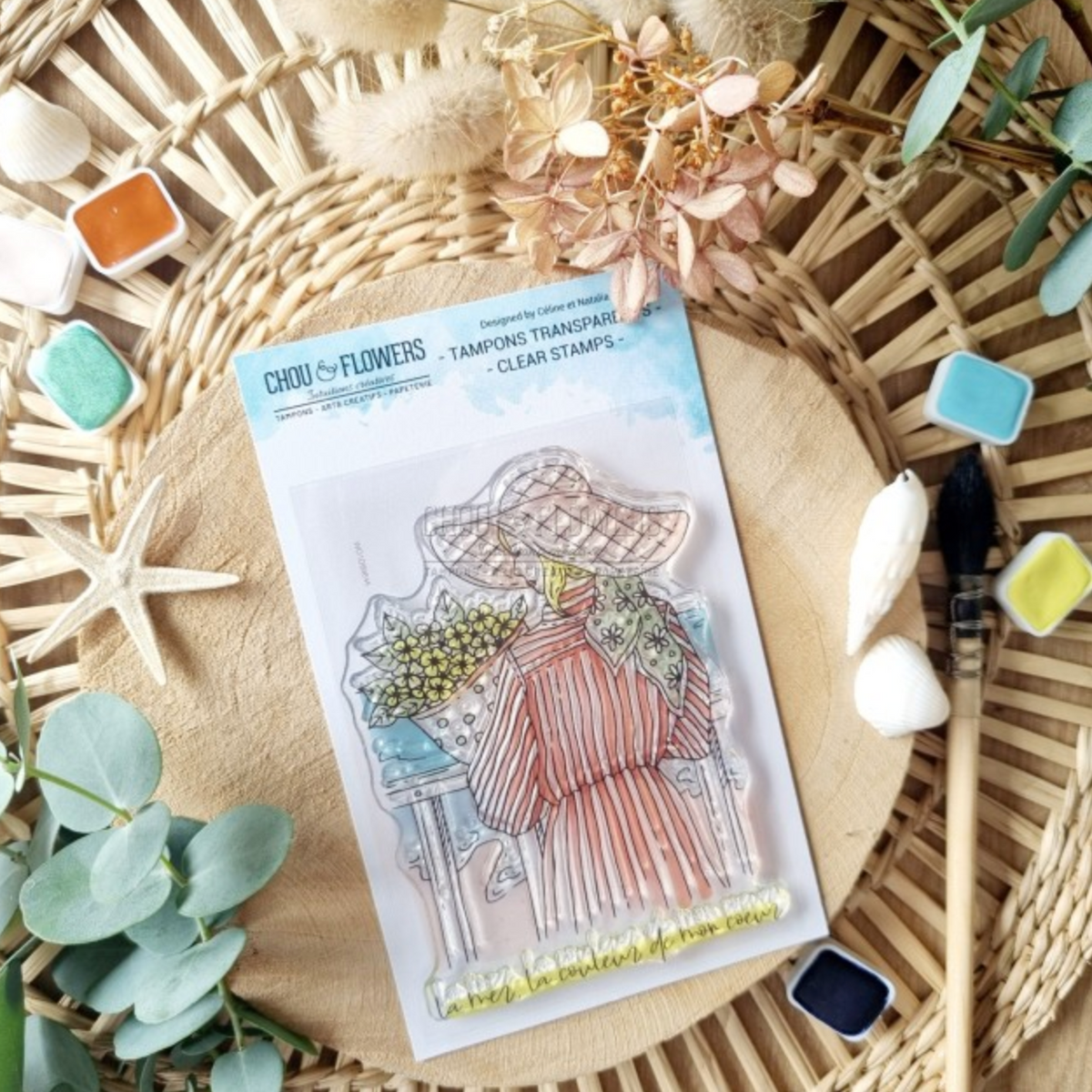 STAMP - FILLE BORD DE MER - SUD106 - CHOU & FLOWERS