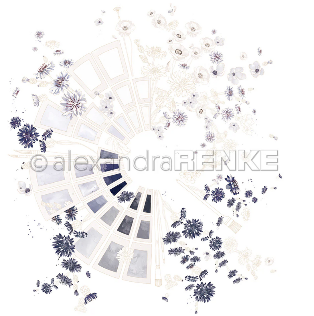 Design paper "Creative Blossoms Color Card Circle Blue" P-AR-10.3868 - A.RENKE