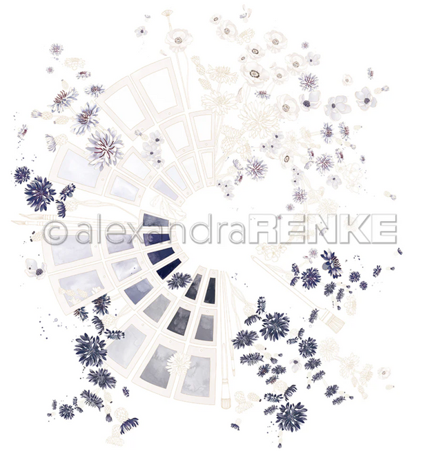 Design paper "Creative Blossoms Color Card Circle Blue" P-AR-10.3868 - A.RENKE