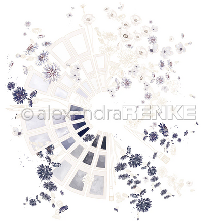 Design paper "Creative Blossoms Color Card Circle Blue" P-AR-10.3868 - A.RENKE