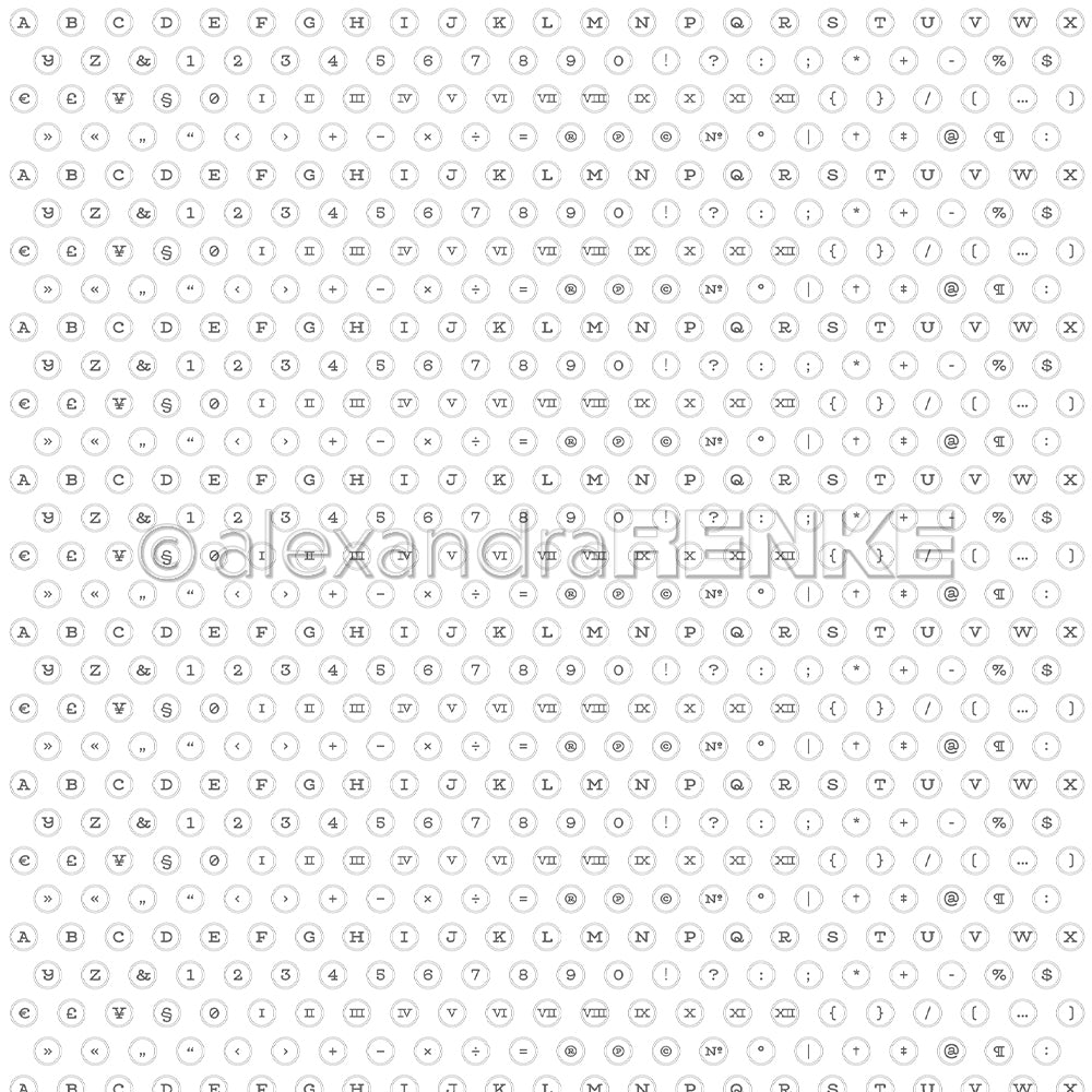 Book cover paper 'Typewriter Alphabet Diamond Grey' - BP-AR-0005- A.RENKE