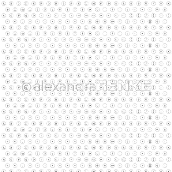 Book cover paper 'Typewriter Alphabet Diamond Grey' - BP-AR-0005- A.RENKE