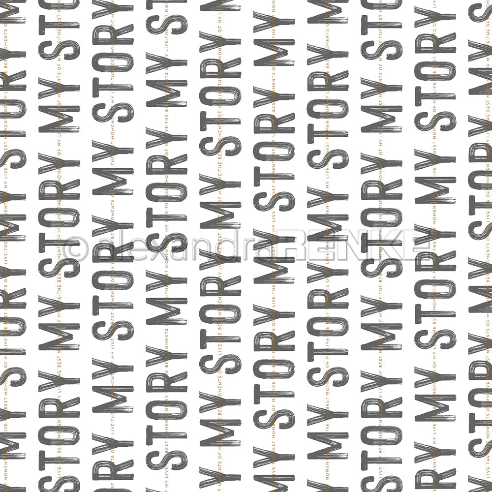 Book cover paper 'My Story typo strips diamond gray' - BP-AR-0006- A.RENKE