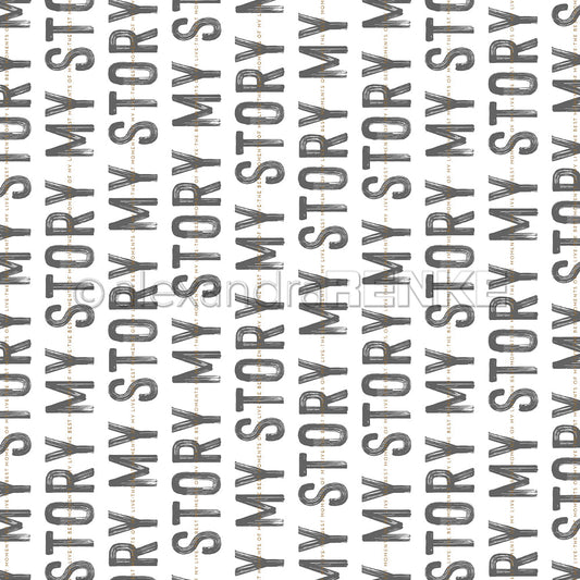 Book cover paper 'My Story typo strips diamond gray' - BP-AR-0006- A.RENKE