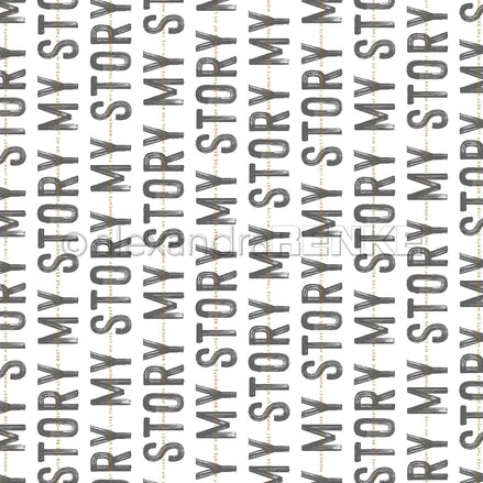 Book cover paper 'My Story typo strips diamond gray' - BP-AR-0006- A.RENKE