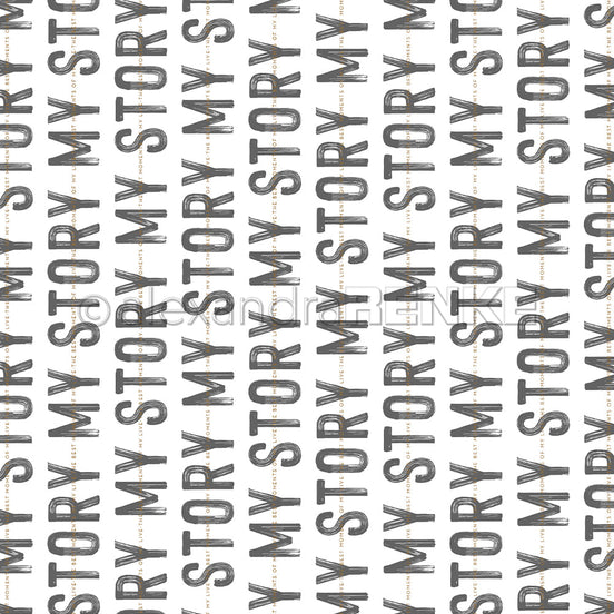 Book cover paper 'My Story typo strips diamond gray' - BP-AR-0006- A.RENKE
