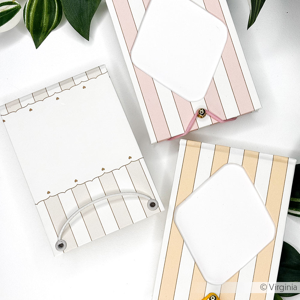 Book cover paper 'Heart border with stripes on Beige' - BP-AR-0027- A.RENKE