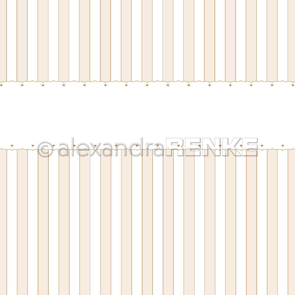 Book cover paper 'Heart border with stripes on Beige' - BP-AR-0027- A.RENKE