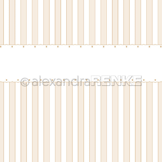 Book cover paper 'Heart border with stripes on Beige' - BP-AR-0027- A.RENKE