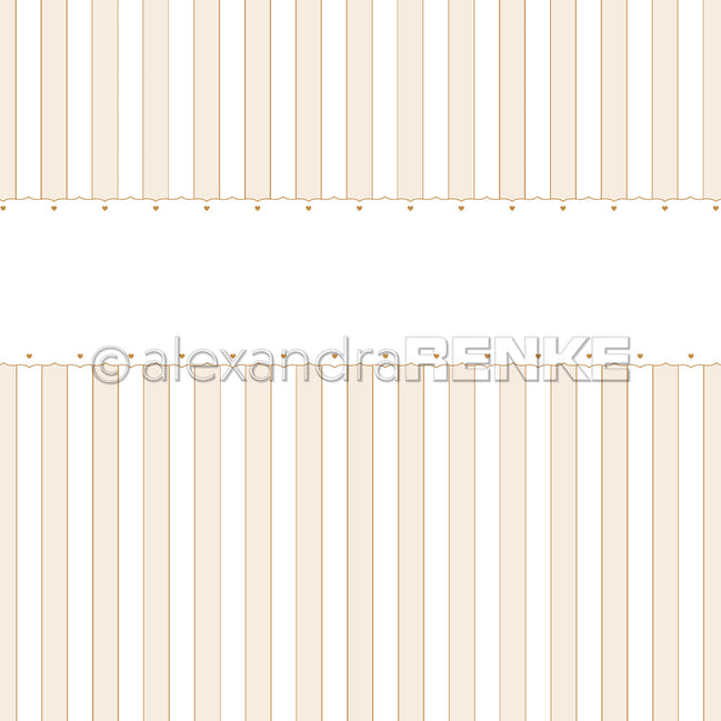Book cover paper 'Heart border with stripes on Beige' - BP-AR-0027- A.RENKE