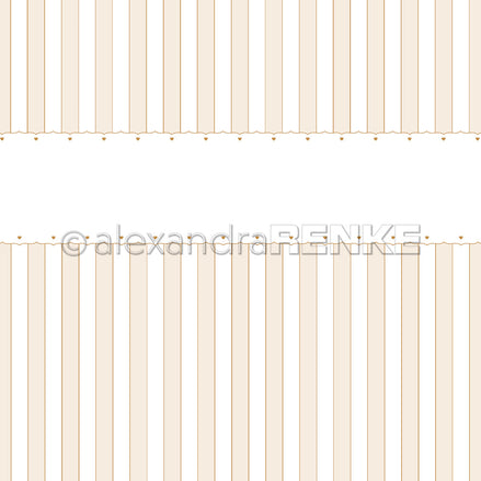 Book cover paper 'Heart border with stripes on Beige' - BP-AR-0027- A.RENKE