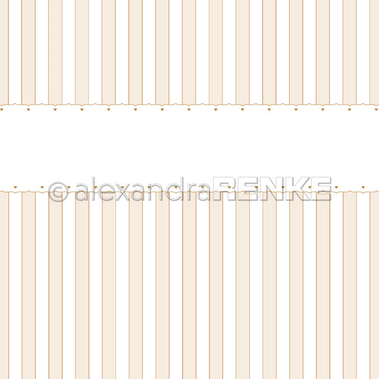 Book cover paper 'Heart border with stripes on Beige' - BP-AR-0027- A.RENKE