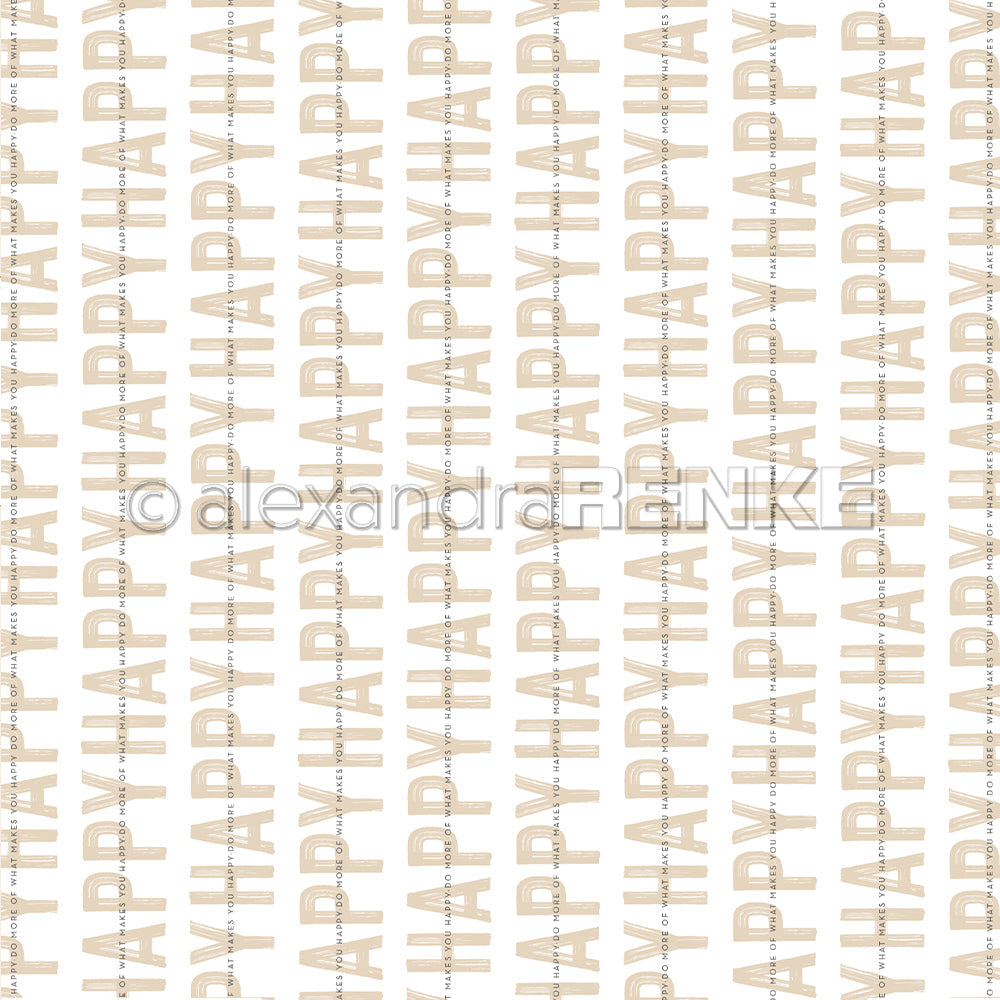 Book cover paper 'Happy Typo Stripes Beige - BP-AR-0028- A.RENKE