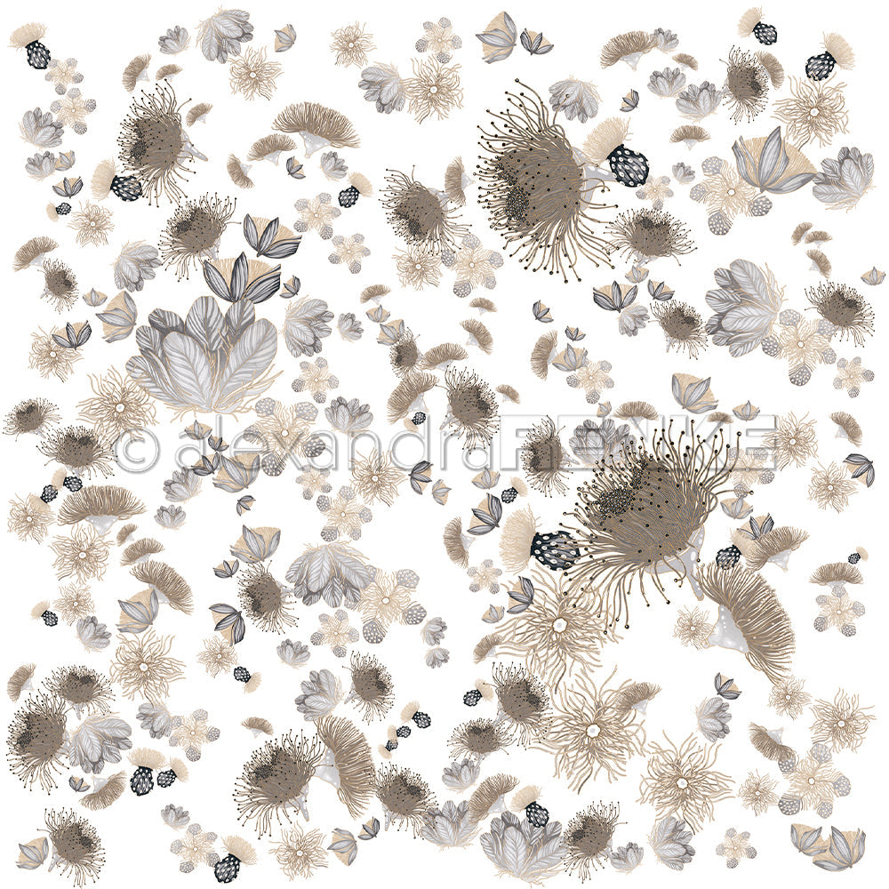 Book cover paper 'Eucalyptus Blossom Swirl Gray Beige' - BP-AR-0034- A.RENKE