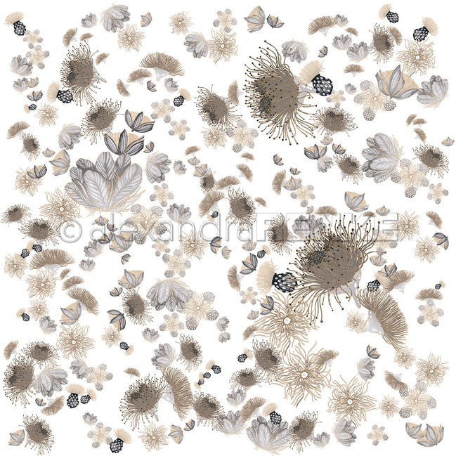 Book cover paper 'Eucalyptus Blossom Swirl Gray Beige' - BP-AR-0034- A.RENKE