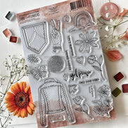 CLEAR STAMP SET - GOOD VIBES -LOV122- CHOU & FLOWERS