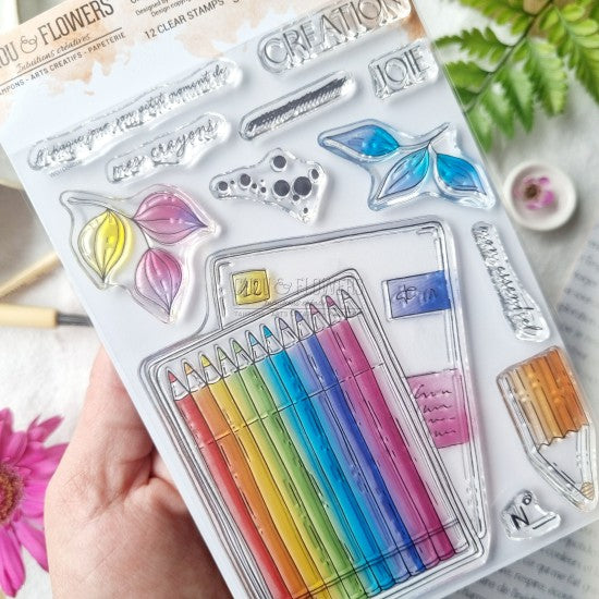 SET TIMBRI - CRAYONS DE COULEUR - VIB111 - CHOU & FLOWERS