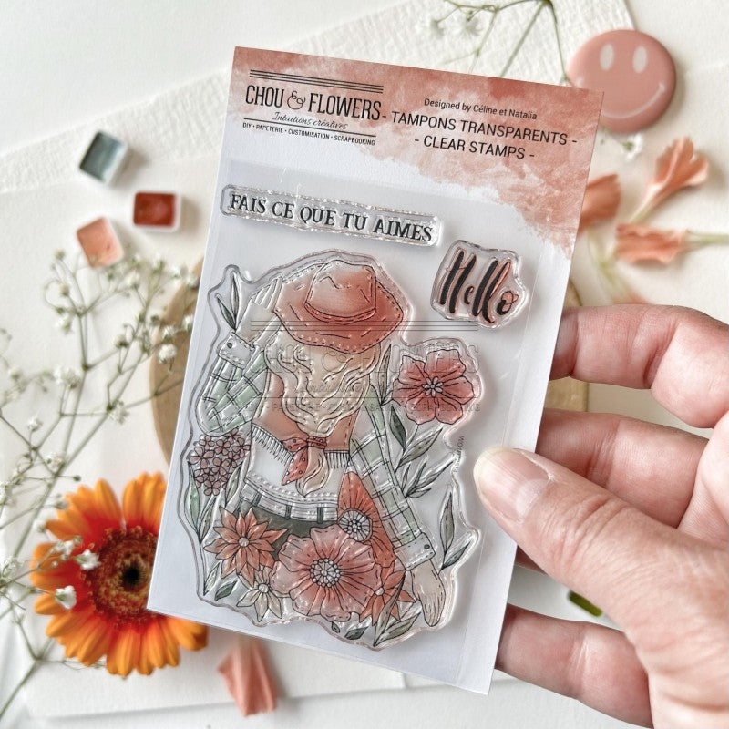 CLEAR STAMP SET - COWGIRL -LOV108- CHOU &amp; FLOWERS