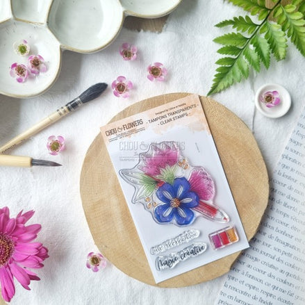 SET TIMBRI - CRAYON FLEURI -VIB106- CHOU & FLOWERS