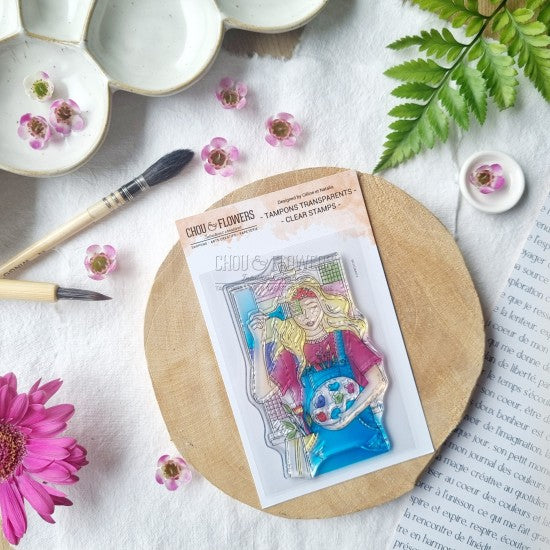 STAMP - FILLE ARTISTE -VIB107- CHOU &amp; FLOWERS