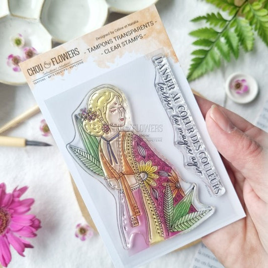 SET TIMBR1 - FILLE INDIENNE -VIB109- CHOU & FLOWERS