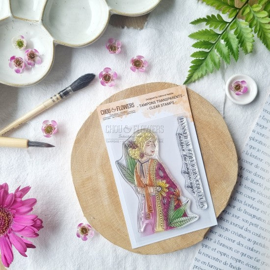 SET TIMBR1 - FILLE INDIENNE -VIB109- CHOU &amp; FLOWERS