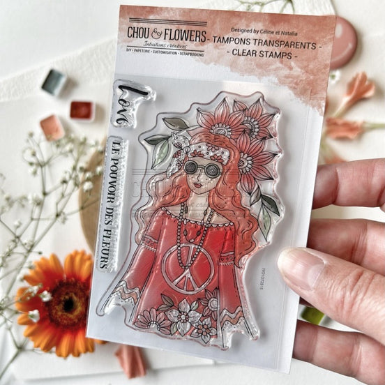 CLEAR STAMP SET - GIRL POWER -LOV107- CHOU &amp; FLOWERS