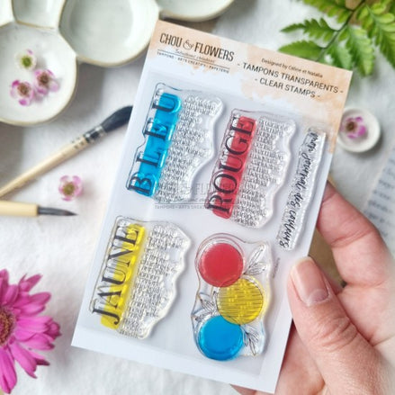STAMP SET - JAUNE BLEU ROUGE-VIB105- CHOU &amp; FLOWERS