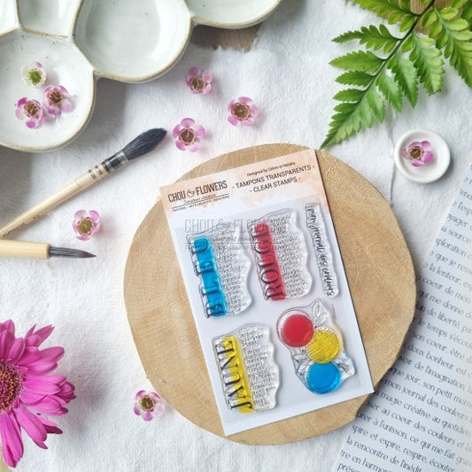 SET TIMBRI - JAUNE BLEU ROUGE-VIB105- CHOU & FLOWERS