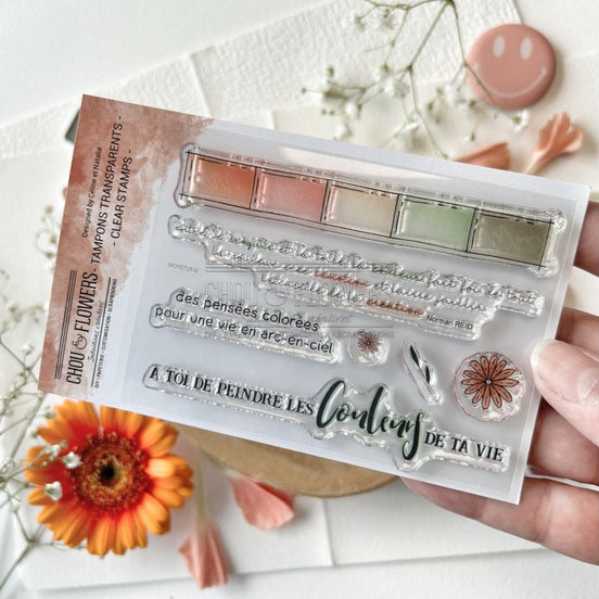 CLEAR STAMP SET - PENSEES COLOREES -LOV110- CHOU &amp; FLOWERS