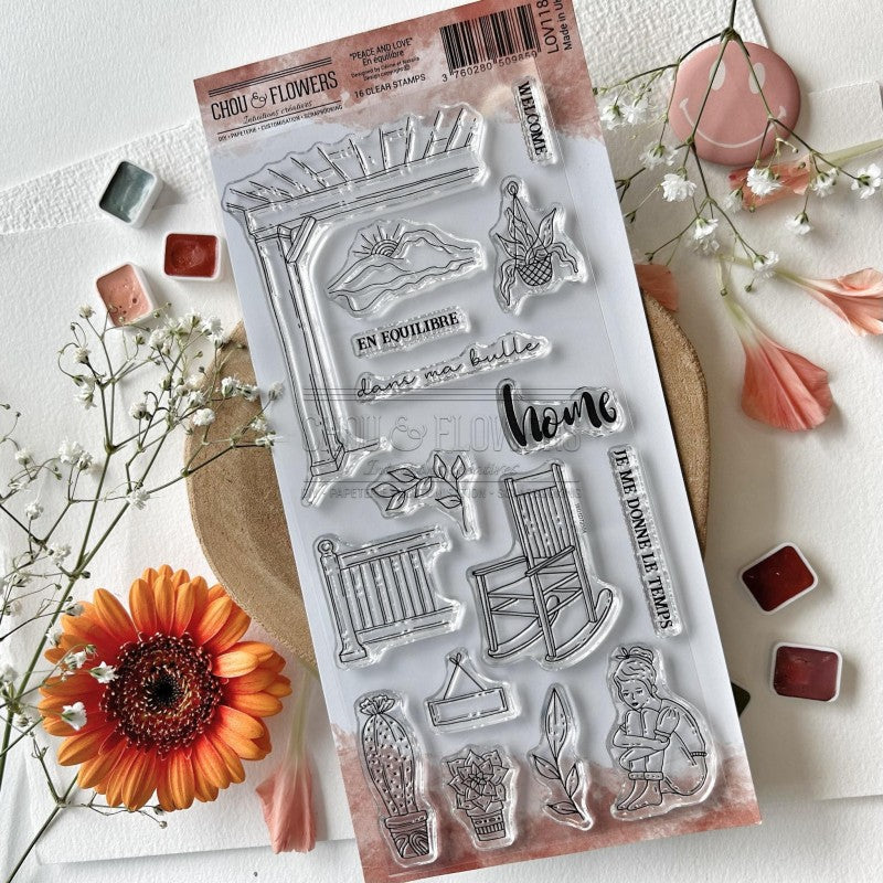 CLEAR STAMP SET - EN EQUILIBRE -LOV118- CHOU &amp; FLOWERS